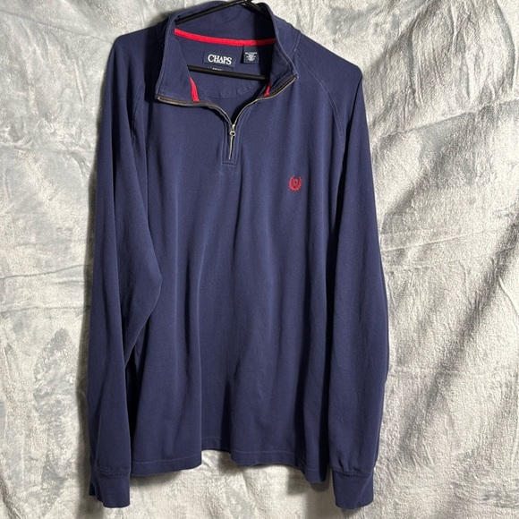 Chaps quarter zip pullover‎ sweatshirt men’s XXL blue - Picture 1 of 13